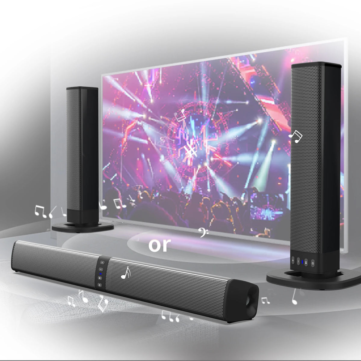 Home Theater Indoor Outdoor BS36 Bluetooth Speaker for Smart TV, Wired Wireless Surround Stereo, 2 in 1 Detachable Soundbar for TV Projector Evening Night Karaoke Party Sound System