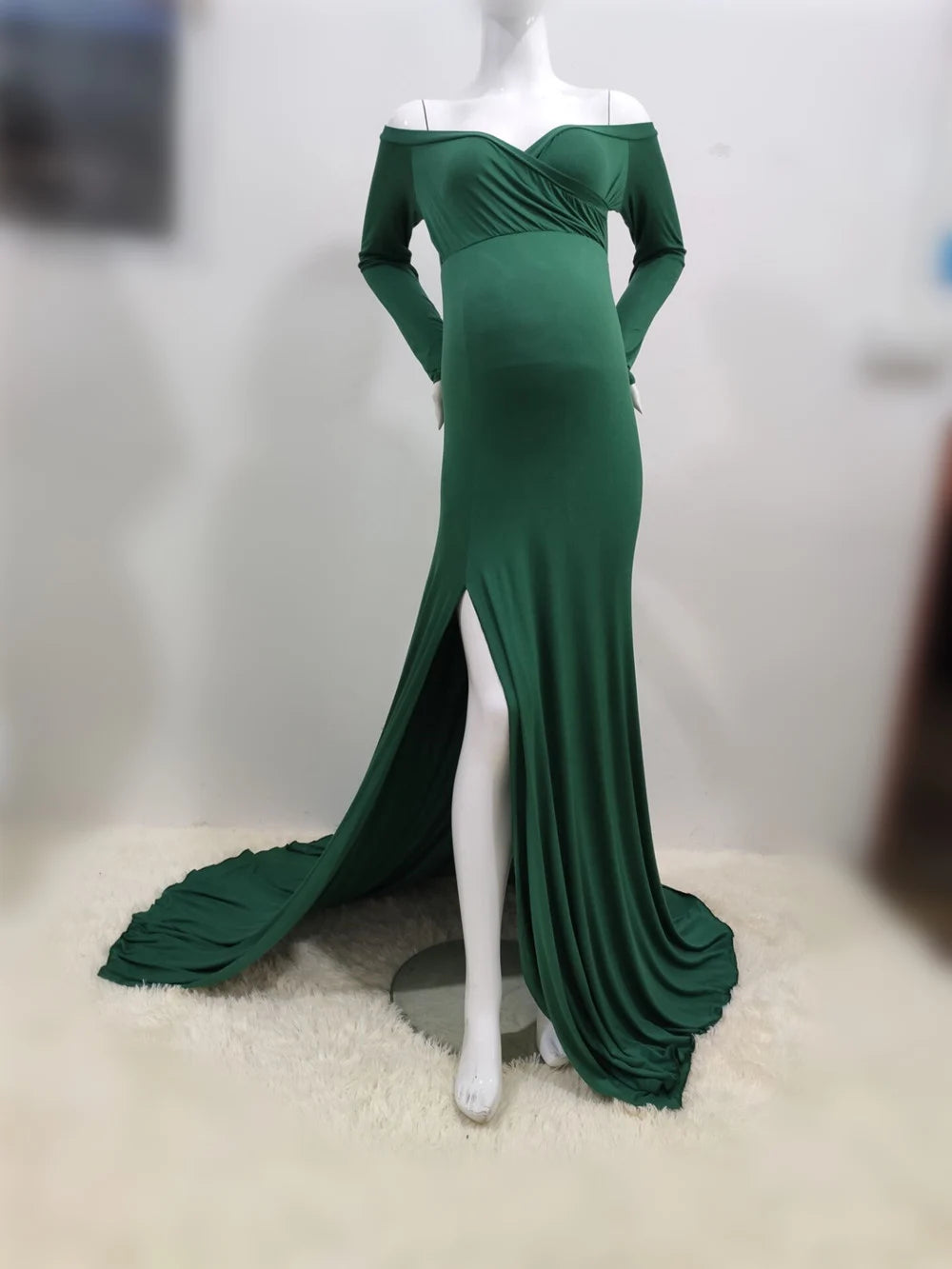 S-XL 8 Colors Sexy Shoulder Off  Maternity Dresses For Photoshoot Maxi Gown Baby Shower Women Pregnant Photography Clothes Long Pregnancy Dress