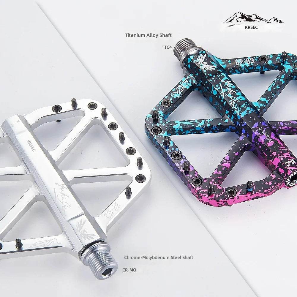 Titanium Alloy Axle 7 Colors  BMX Road  Mountain Bike Pedals Aluminum Alloy Three Bearings Titanium Alloy High-Strength Oversized Anti-Slip Treads Steel Spindle Bicycle Parts Accessories
