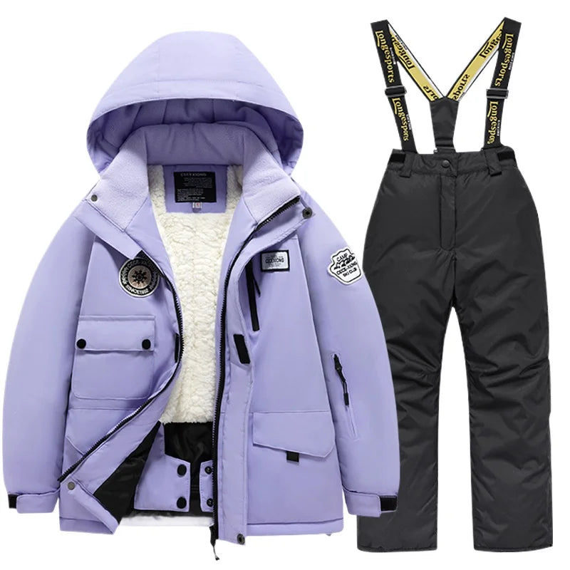 BEST PRICE 2 PCS Set Children's Girls Boys Top Quality Waterproof Ski Jacket + Pants Kids Snowboard Suit Snow Wear Ski Clothes for Kids Ski Suit Ski Clothing