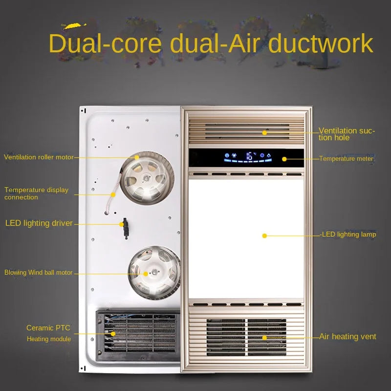 5 IN 1 Wireless/ Touch Screen/ Remote Control 3 Types Yuba Integrated Ceiling Air Heating Yuba Bathroom Exhaust Fan Lighting Ventilator Integrated Air Purifier For Living Room Bathroom Air Exhaust Heater