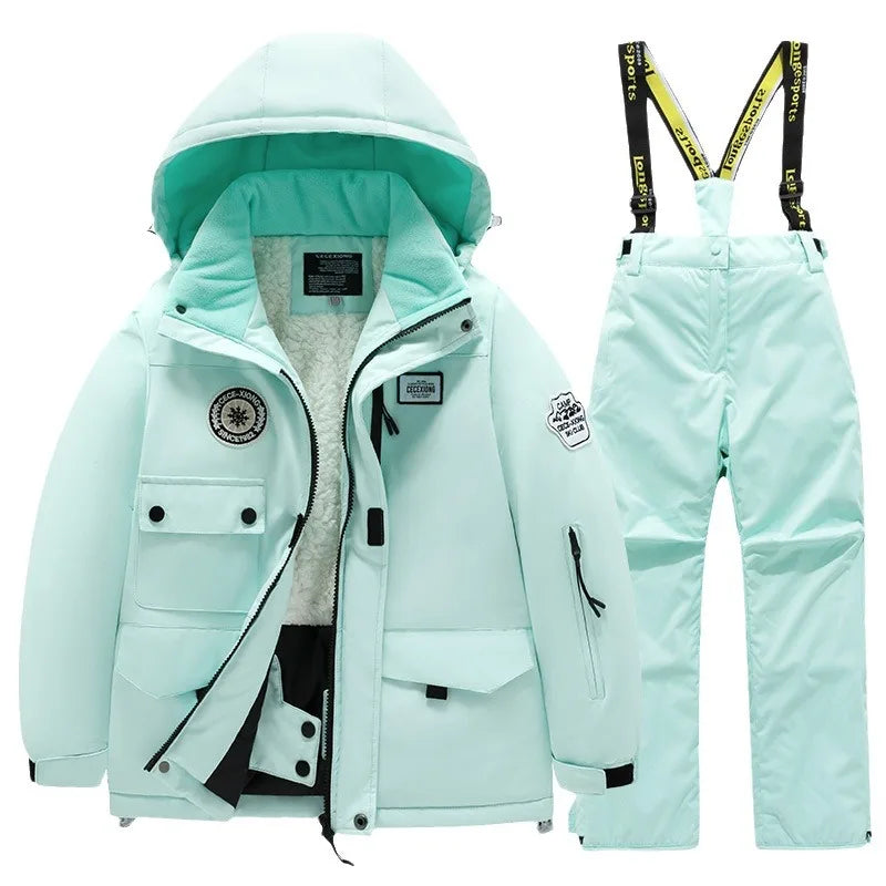 BEST PRICE 2 PCS Set Children's Girls Boys Top Quality Waterproof Ski Jacket + Pants Kids Snowboard Suit Snow Wear Ski Clothes for Kids Ski Suit Ski Clothing