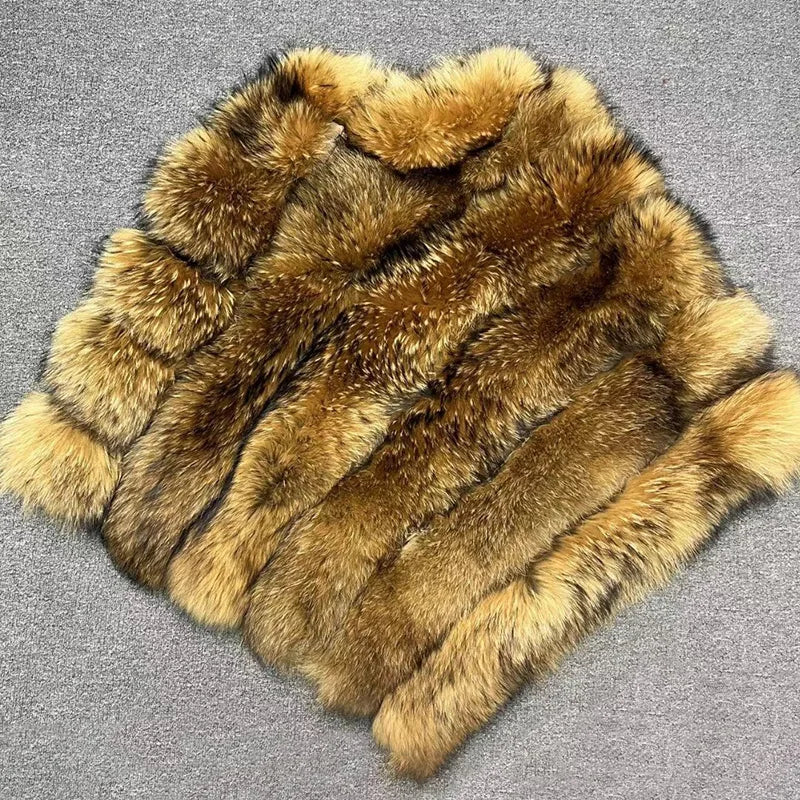 NEW Arrivals 12 Colors Women Real Natural Blue Red Fox & Raccoon Fluffy Fur Poncho Real Fur Luxury Winter Poncho Formal Clothes Wedding Guest Celebrity Evening Business Party Prom Ladies Luxury Apparel Supplies