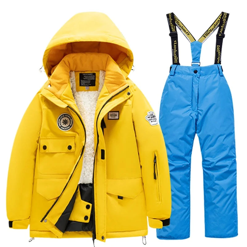 BEST PRICE 2 PCS Set Children's Girls Boys Top Quality Waterproof Ski Jacket + Pants Kids Snowboard Suit Snow Wear Ski Clothes for Kids Ski Suit Ski Clothing