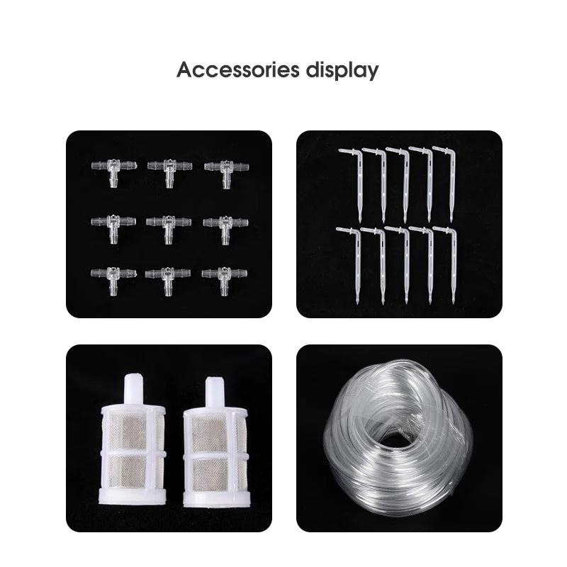 NEW Arrivals Garden Drip Irrigation Device Double Pump Controller Timer System, Solar Energy Intelligent Automatic Watering Device for Plants Trees Flowers Garden Watering Accessories