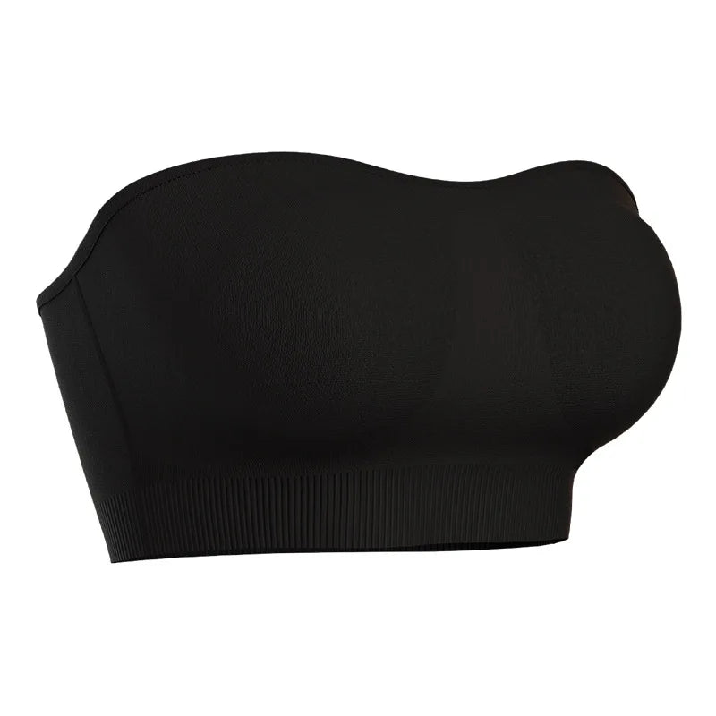 White/Black/Skin Color Xs-2XL Plus Size Seamless Strapless Bra with Non-Slip Tube Wireless Padding Push-Up Feature Wire-Free Support Women Underwear
