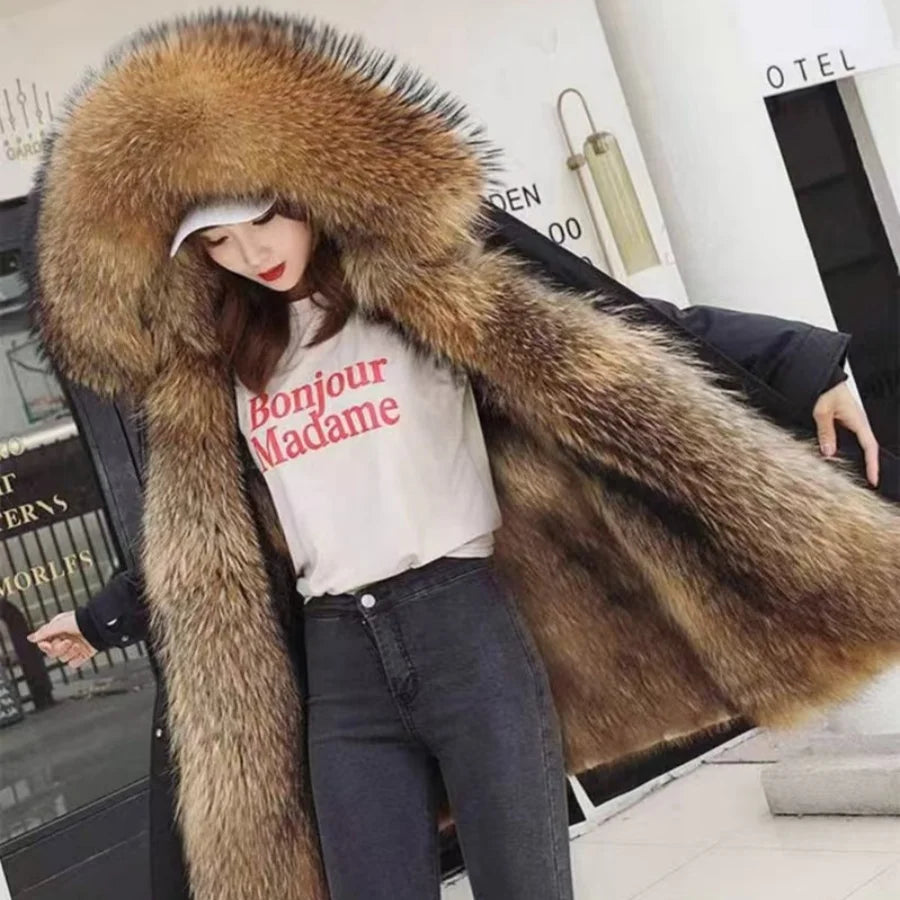 NEW Arrivals 10 Colors M-3XL Chic Winter Ladies Coat Warm Long Waterproof with Faux Fur Liner and Fur Collar Snow Outerwear Jackets Women Winter Fashion Apparel Supplies
