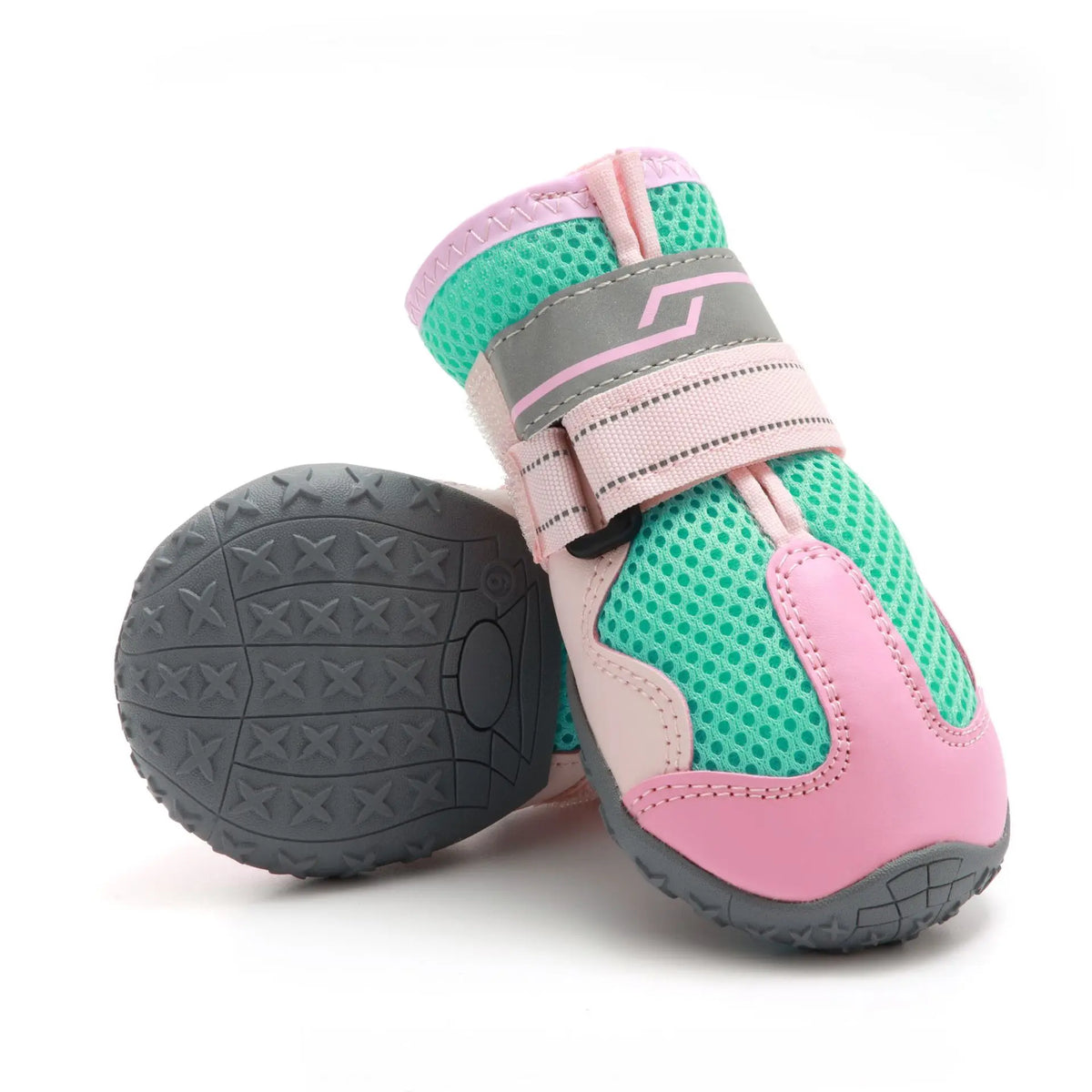 All Seasons Colorful Pet Shoes with Reflective Strips for Night Safety Mesh Fabric Breathable Rubber Anti-Slip Dog Shoes Pets Footwear