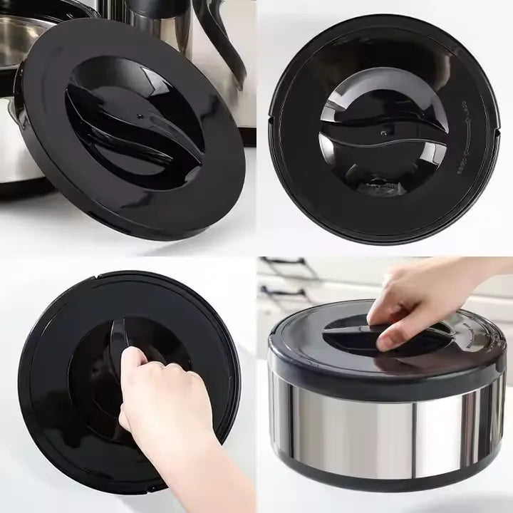 3 PCS Set Green/White/Black Colorful 304 Stainless Steel Fresh-Keeping Pot 2/4/8L Large Capacity Handle Insulated Bucket Double Food Containers Lunch Box Picnic Outdoor Camping Kitchenware Supplies Cooking Tools Set