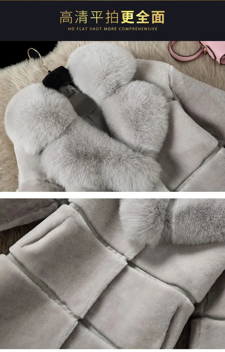 HOT SALE Black/Gray/Red Color S-5XL Plus Size Women's Luxury  Fur Coats Winter Fashion Gray Women Fur Jacket Thick Warm Outerwear Faux Fox Fur Casual Cotton Lining Snow Boots Knitted Ladies Winter Fashion Apparel Supplies