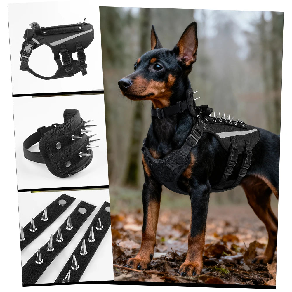 New Reflective Heavy Duty Dog Anti-Escaped Vest with Handle Puppy Anti Hawk Protection Vest Waterproof Punk Spiked Dog Vest