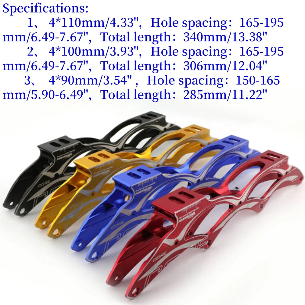 1 Pair CNC Speed Inline Skate Frame Professional Skateboard Parts Accessories Aluminum Alloy 4*110mm 4*100mm 4*90mm Customized CNC Machining Aluminum Alloy Skate Frames