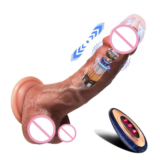 Flesh/Black Color 18 Types 24cm 9.6'' Soft Realistic G-Spot Vibrator with 10 Vibration & Remote-Controlled Dildos for Women