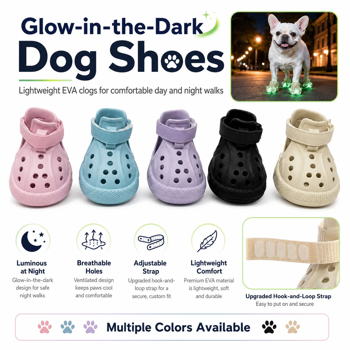 NEW Arrivals 8 Colors Hot Summer Pavement Dog Rain Shoes with Holes Anti Slip Paw Protectors Waterproof Noctilucent Dog Boots Night Walking Anti-Lost Shoes Pets Apparel Accessories