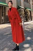 New Arrivals S-4XL Plus Size Black/Red Color Women's Autumn Winter Solid Color New Style Waist Collection Loose  Lapel Collar Double Long Trench Coat Winter Snow Boots Outerwear Maxi Jackets Ladies Winter Apparel Supplies