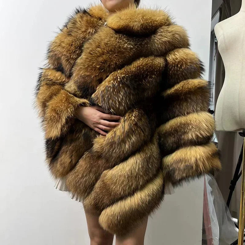 NEW Arrivals 12 Colors Women Real Natural Blue Red Fox & Raccoon Fluffy Fur Poncho Real Fur Luxury Winter Poncho Formal Clothes Wedding Guest Celebrity Evening Business Party Prom Ladies Luxury Apparel Supplies