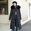 2025 Winter New Down Cotton Jacket Women's X-Long Faux Fur Collar Padded Jacket Thick Loose Large Size Jacket