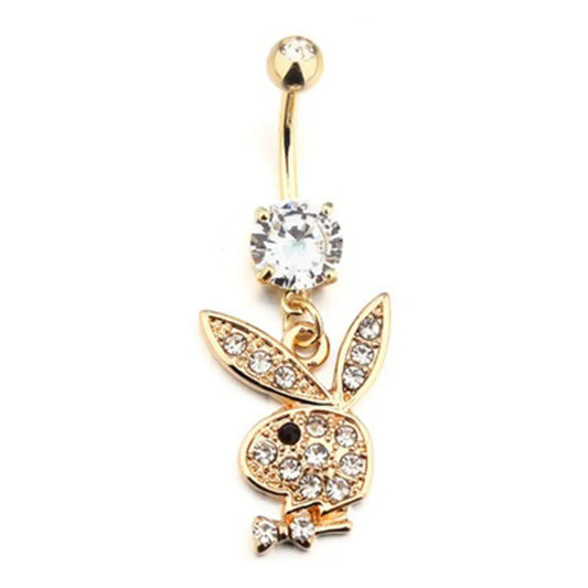 Playboy Bunny Cute Rabbit Belly Button Rings 316L Surgical Steel Piercing Belly Button Rings Navel Piercing Sexy Body Women Girls Jewelry Fashion Accessories Supplies