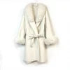 HOT SALE (Few Units Left) 5 Colors Small & Medium Size Luxury Cashmere & Wool New Autumn Winter Removable Real Natural Fox Fur Collar Cuffs Trench Jacket Women Long Belted Woolen Blend Cashmere Coat Ladies Winter Luxury Appar