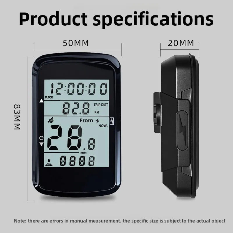 Wireless Cycling GPS Computer Mountain Bike Computer Wireless with Large Backlit Display Smart GPS Cycling Computer ABS Material Wireless Stopwatch Monitor Bicycle Accessories