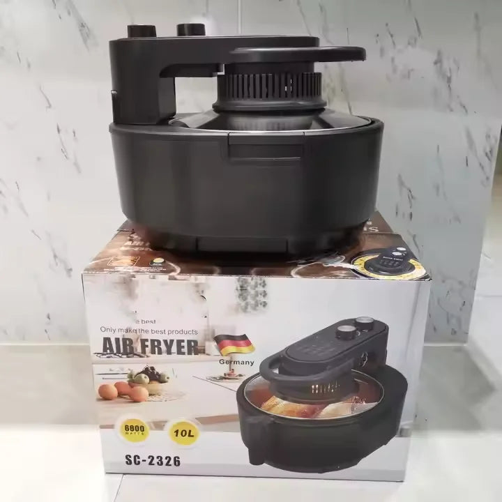 NEW Design UK/EU Plug 8-10L Large Capacity Adjustable Temperature Manual Control Visible Air Fryer Oil Free Fryer Electric Deep Fryer Home Cooking Accessories Household Commercial Supplies