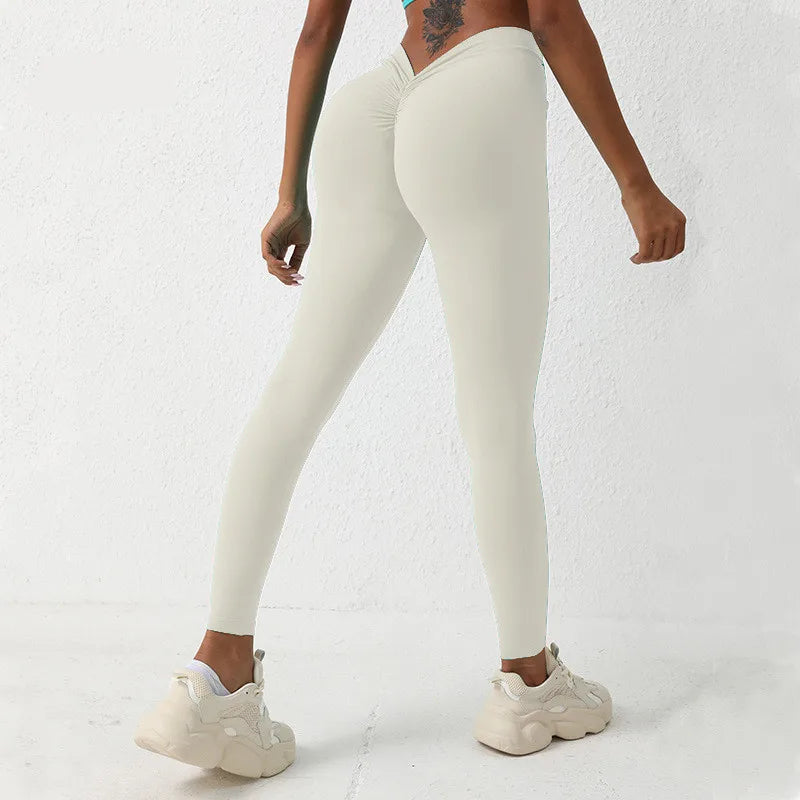 10 Colors S-XL Women's V-Back Scrunch Butt Lifting Leggings Buttery Soft High Waisted Booty Tights Workout Gym Sexy Yoga Pants Women Sports Apparel Supplies