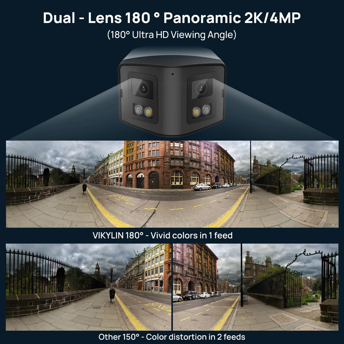 NEW Arrivals H.265 HIK Compatible 4MP 8MP HD 180 Degree Panoramic Dual Lens Color VU IP PoE Security Camera Full Metal Outdoor Night Vision Bullet Camera Home Security Supplies