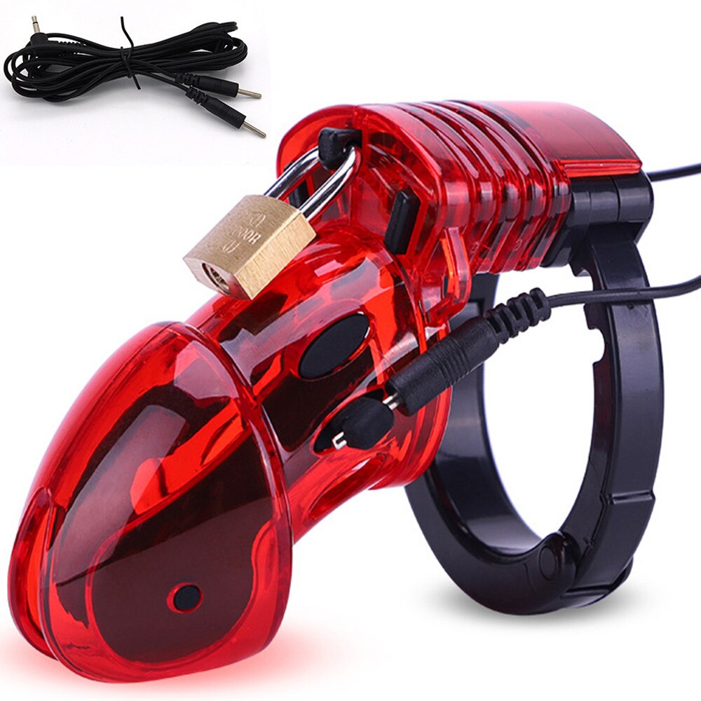 Electric Shock CB6000 Cock Cage Sex Ball Stretcher BDSM Timer Lock Chastity Belt Electro Stimulation Penis Ring SM Male Sex Tool