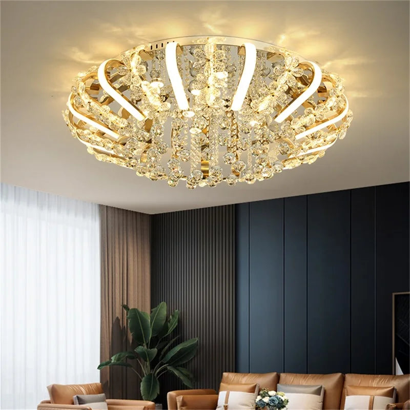 NEW Home Villa Luxury Ceiling Chandelier Creative Lights Ceiling Contemporary Gold  Crystal Lamp Fixtures LED for Home Living Bed Room