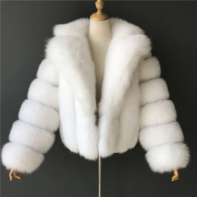 8 Colors S-6XL Plus Size Women's Winter Warm Artificial Fur Top Cropped Bubble Women Coat Jacket Cool Street Outerwear Luxury Female Mink Hair Warm Fur Coats Women Winter Apparel Supplies