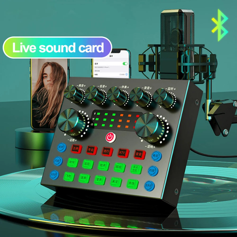 NEW Professional V8S Audio Mixer with Voice Changer, Podcast Mixer, Sound Card for Phone Gaming Karaoke Studio Live Streaming Podcast Supplies
