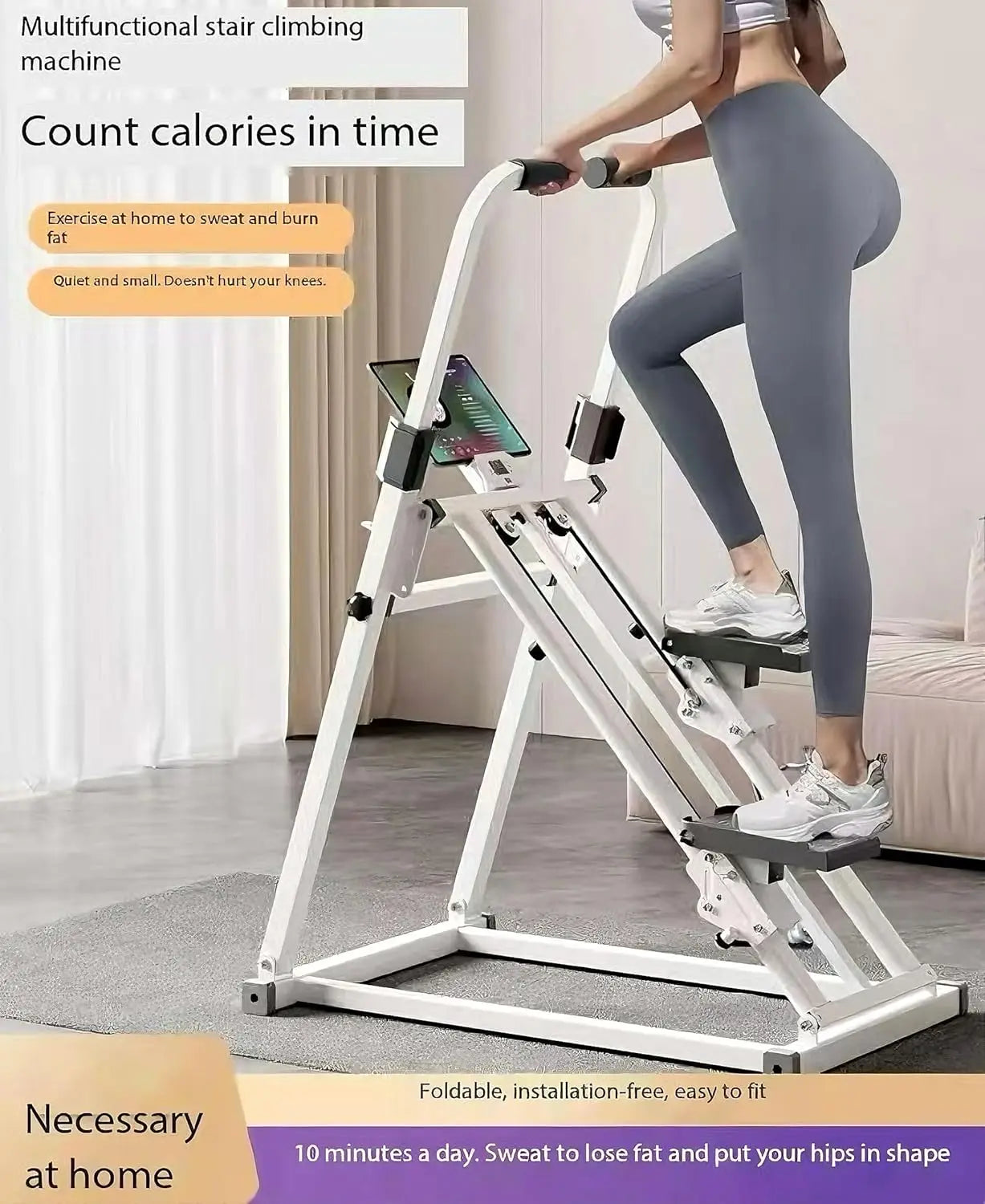 Women Men Home Gym Electronic Digital Screen Display Program Aerobic Fitness Stair Climber Vertical Climber Machine with Handle New Version for Workout Home Gym Supplies