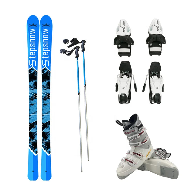 NEW Set Women Men Professional Alpine Ski Boot Set Binding Shoes Pole Brand Skiers Set Snow Skiing Set Winter Sports Supplies
