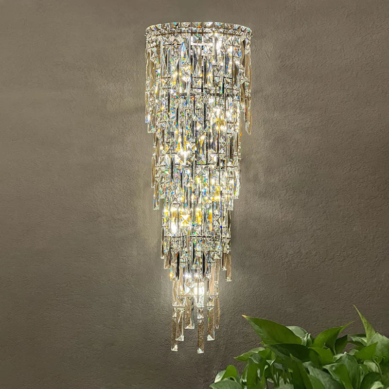 Home Villa  Modern Luxury Crystal Bedside Wall Lamp Living Bedroom Background Decoration Wall Fitting Hotel Lobby Corridor Wall Light