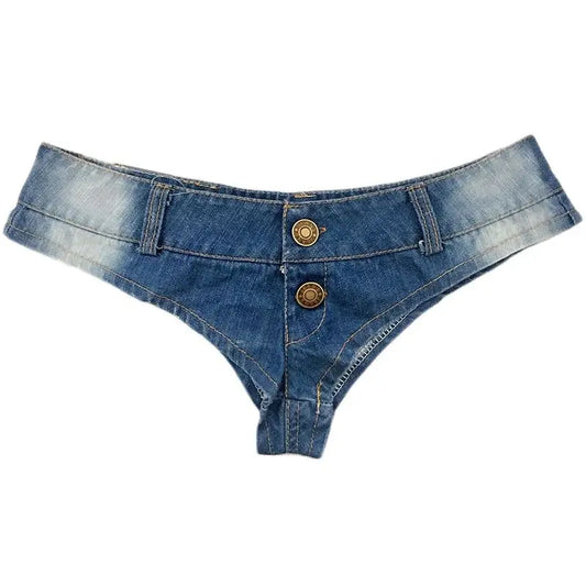 High Cut Sexy  Hot Denim Booty Shorts Vintage Cute Bikini Sexy Jeans Shorts Low Rise Waist Micro Mini Hot Short Club  Wear FX35