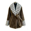 Black/Beige/Brown Color S-2XL Women's Premium Top Quality Artificial  Fur Coat Contrast Striped Wide Lapels Waist-Cinching Slim Fit Adjustable Waistline Eco-Friendly Thick Outerwear Jackets Ladies Luxury Clothing Supplies