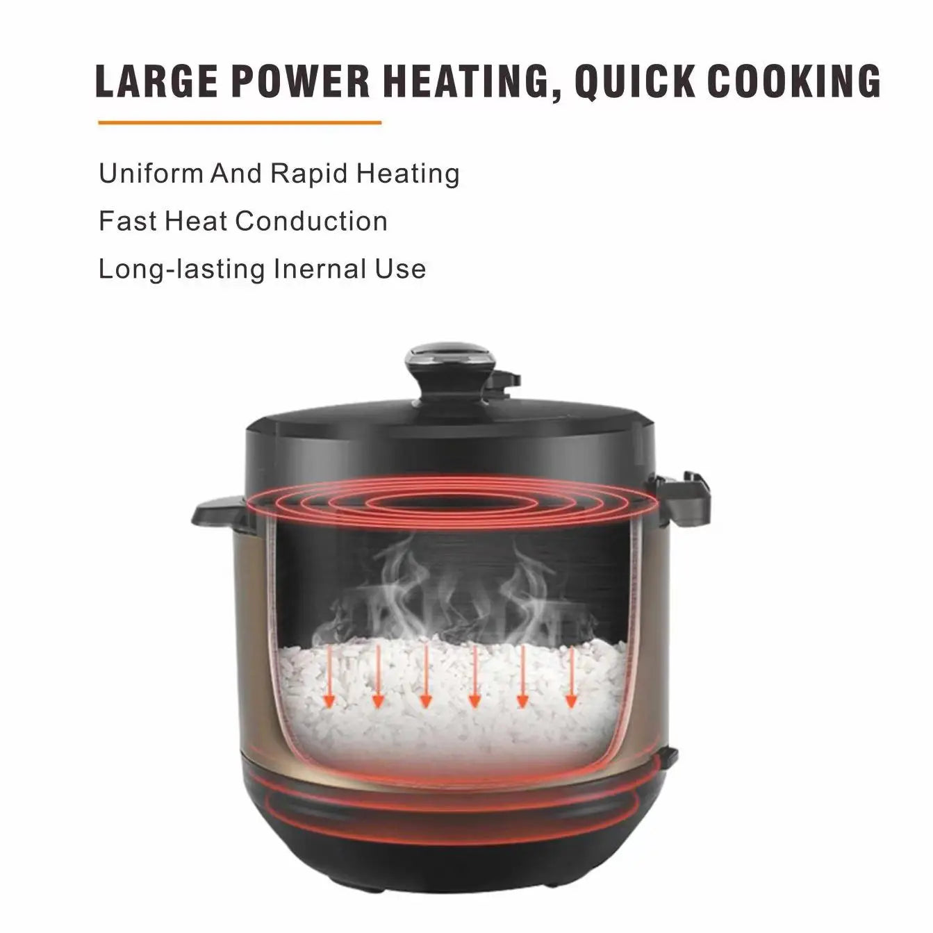 NEW Arrivals Programmable 5L Non-Stick 10-Function Integrated LED Display Energy-Saving Stainless Steel Top Quality Pressure Cooker English/French Operating Language UK/EU/AU/US Plug Household Appliances