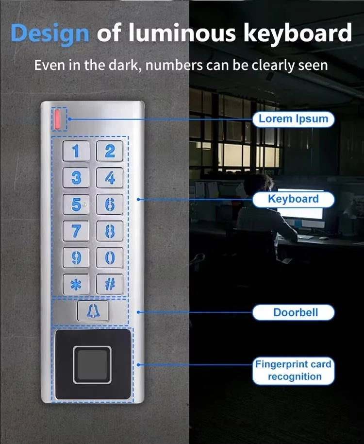 Home Villa Hotel Office Waterproof Standalone Metal Wi-Fi TUYA App Fingerprint RFID Access Control Keypad Digital Panel Password Access Controller Home Security Accessories