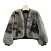 NEW Arrivals Women's Faux Fox Fur Bomber Jacket PU Leather Trim Short Cropped Winter Warm Fluffy Coat Casual Outerwear Women's Faux Fur Coats