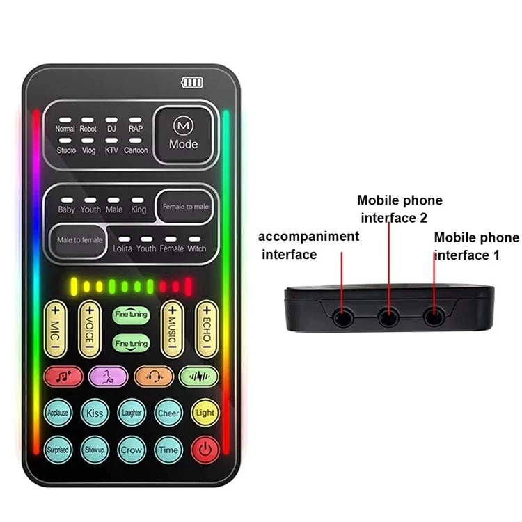 Voice Changing Live Sound Effects Mixer Card Voice Changer Mobile Phones Game Device I9 Sound Portable  for Broadcast Live Mobile Computer  Laptop Connecting Electronic Devices Accessories