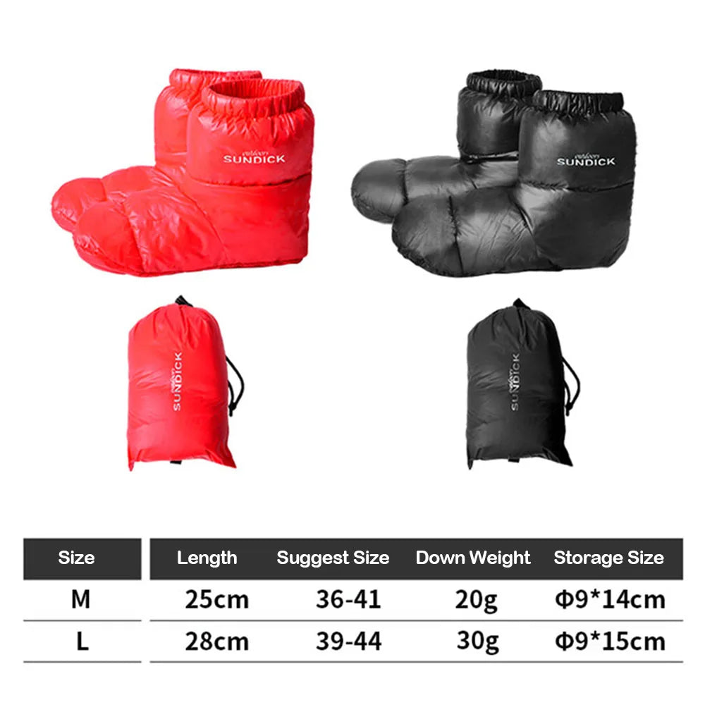 Down-Filled Slipper Boots Outdoors Camping Slippers Warm Socks For Men Women Booties Socks Warm Soft Footwear For Winter Camping