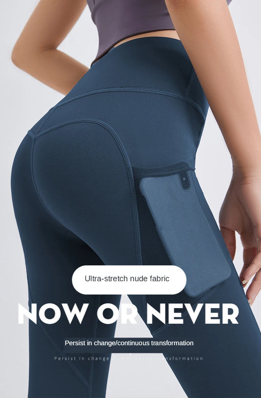 NEW Arrivals 8 Colors Yoga Pants With Pocket Women Leggings For Fitness Nylon High Waist Long Pants Women Hip Push UP Tights Women Gym Clothing