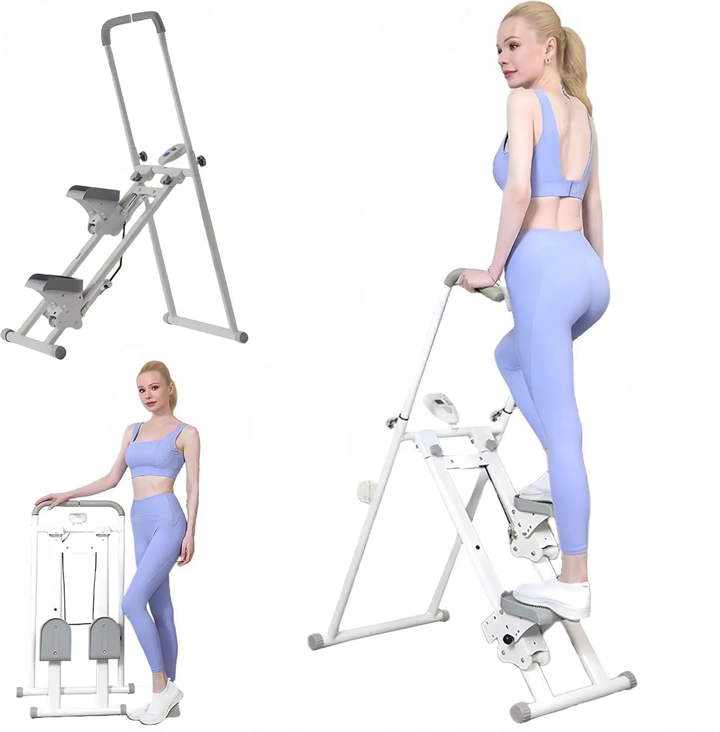 Women Men Home Gym Electronic Digital Screen Display Program Aerobic Fitness Stair Climber Vertical Climber Machine with Handle New Version for Workout Home Gym Supplies
