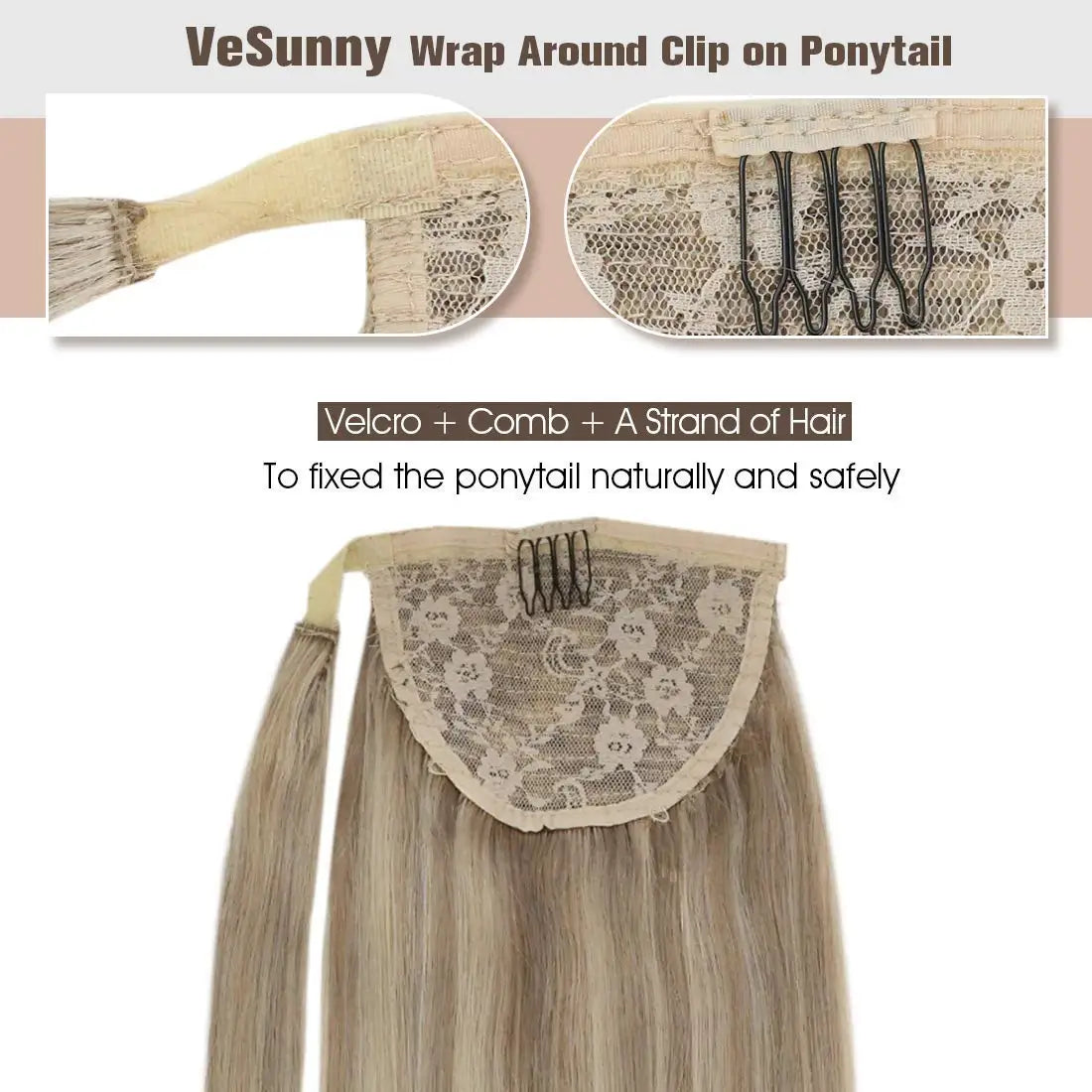 NEW  Ponytail Natural Human Hair 14-22" Highlight Ponytail Extensions 100% Real Human Ponytail Hair Extensions 80g/Set For Women