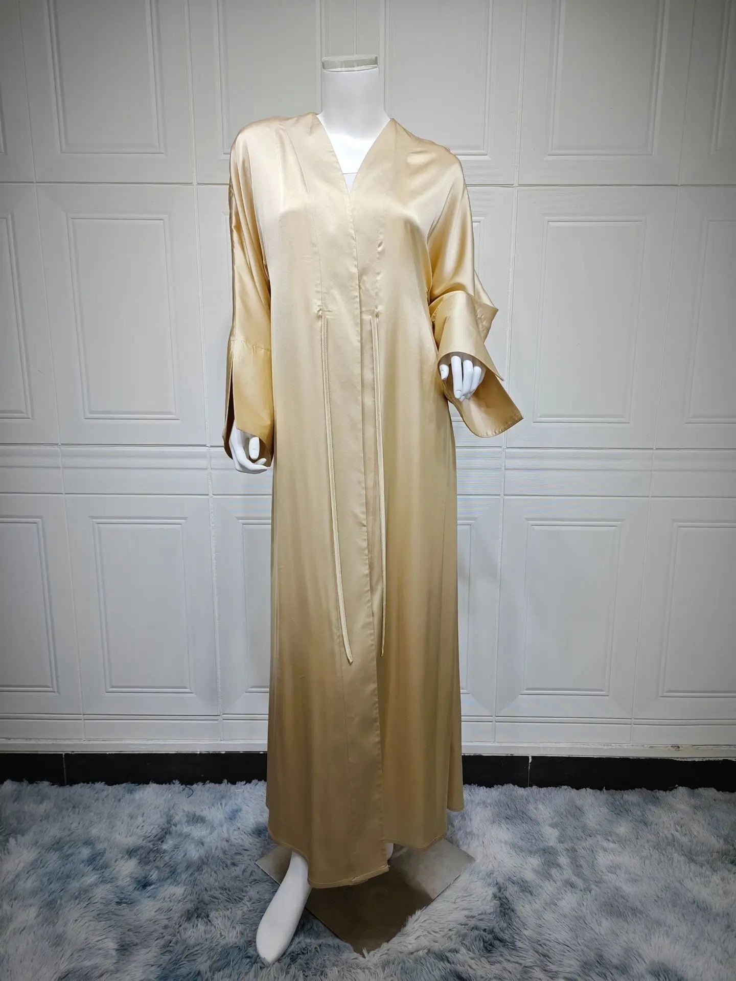 10 Colors S-2XL Plus Size Islamic Arabic Turkish Elegant Modest Breathable Dress Top Coat Eid Al-Adha Robe Islamic Clothing Kimono Open Abaya Dubai Prayer Ramadan Muslim Ladies Apparel Clothing Supplies