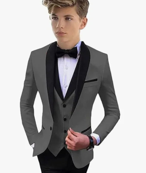 3 PCS Set 8 Colors Boys Luxury Suit Blazer Vest Pants Jacket Gentleman Clothes Sets 3-16T Kids Wedding Guest Evening Prom Birthday Party Formal Clothing Wedding Suits Children Luxury Apparel Supplies