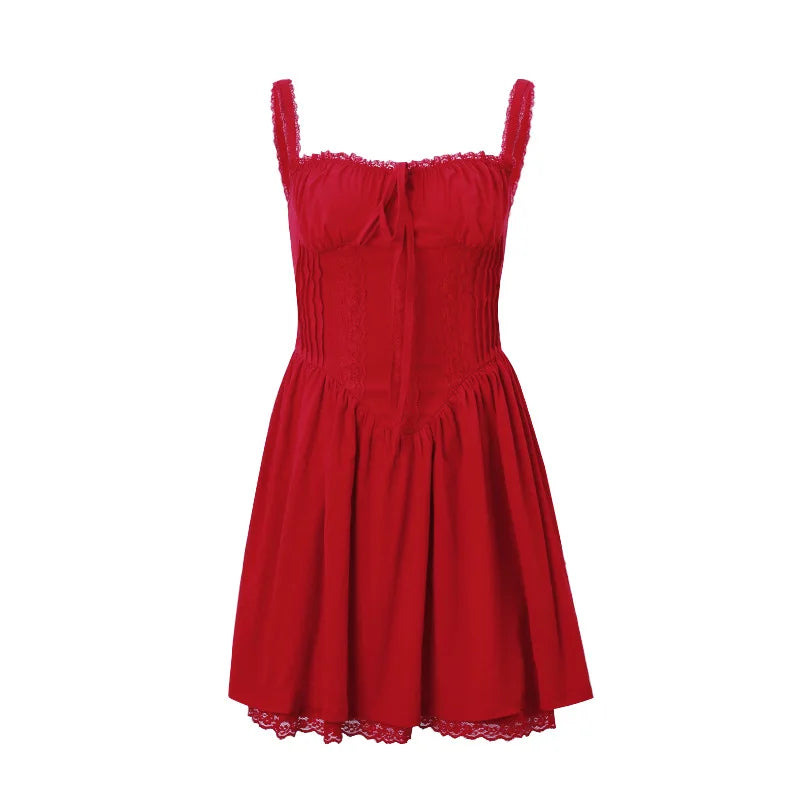 Just Arrived White/Red Color Women Summer French Elegant Sexy Dress Female Retro Collar Sleeveless Bubble Sleeve Sexy Casual Dress  Evening Beach Party Night Clubwear Prom Wedding Guest Ladies Luxury Clothing Supplies