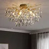 Villa Home Living Room Luxury Crystal Ceiling Lamp Bedroom Living Room Raindrop Branch Shaped Pendent Lamp Modern French Art Decoration Hanging Light