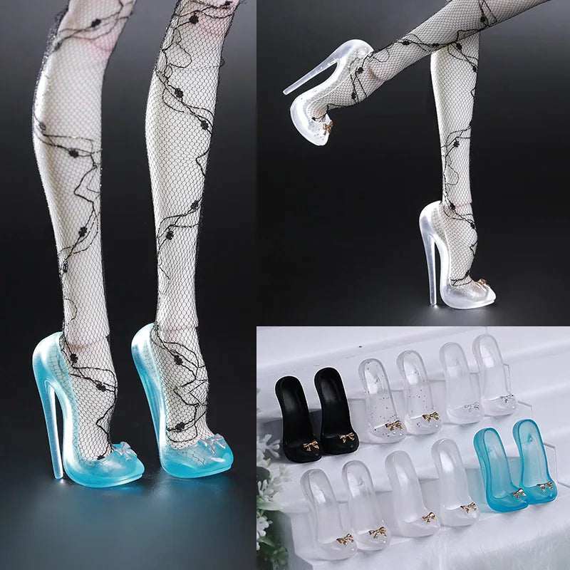 NEW!!!!  Transparent Gold/Lake Blue/Glitter/ Scrub/Silver/Black   Shoes for 1/4 Phyllis Beth  Doll Body about 6.3cm High Heels Resin Material WXS4-121 Women Girls Footwear Supplies Shoes Fashion Products