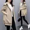 5 Colors S-3XL Women's Windbreaker Mid-Length Spring and Autumn New Korean  Version Casual Temperament Black Loose Hooded Fashion Coat Women Casual Clothing Supplies